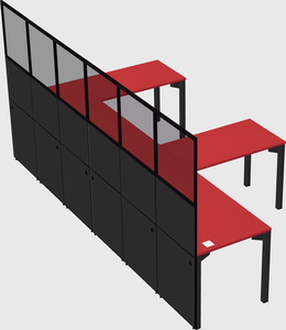 Shared l-shaped cubicle