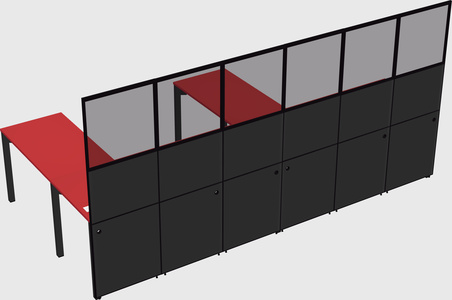 Shared l-shaped cubicle