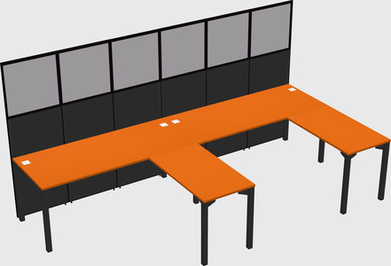 Shared l-shaped cubicle