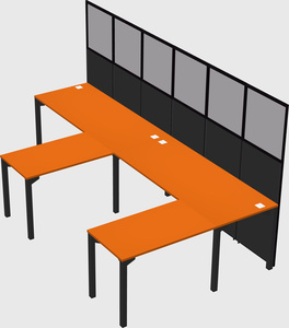 Shared l-shaped cubicle