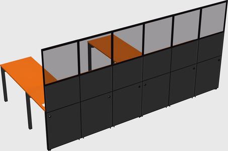 Shared l-shaped cubicle