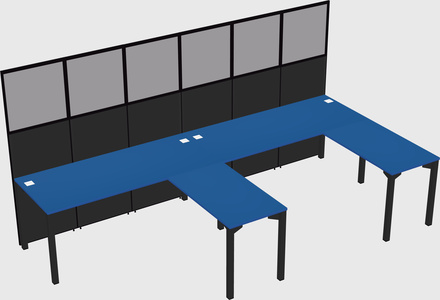 Shared l-shaped cubicle
