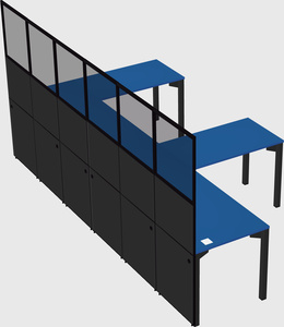 Shared l-shaped cubicle