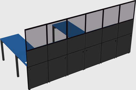 Shared l-shaped cubicle
