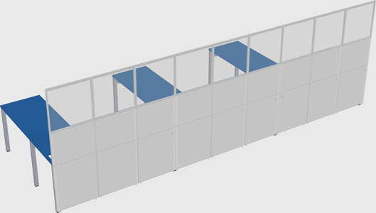 Shared l-shaped cubicle