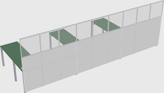 Shared l-shaped cubicle