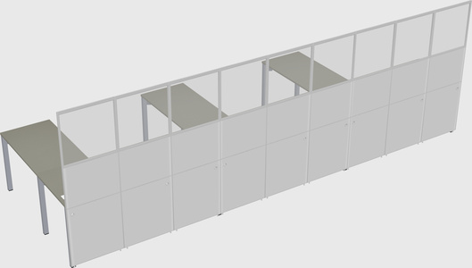 Shared l-shaped cubicle