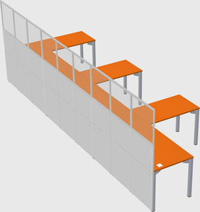 Shared l-shaped cubicle