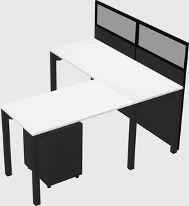 Shared l-shaped cubicle