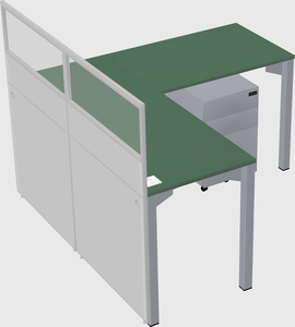 Shared l-shaped cubicle