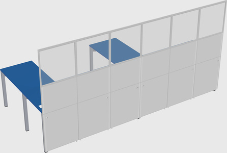 Shared l-shaped cubicle