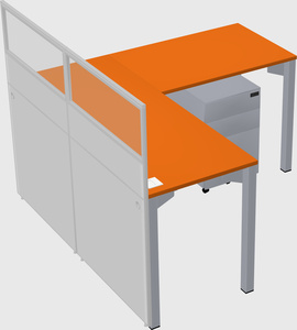 Shared l-shaped cubicle