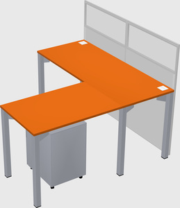 Shared l-shaped cubicle