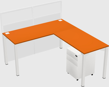 Shared l-shaped cubicle