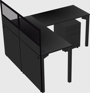 Shared l-shaped cubicle