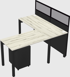 Shared l-shaped cubicle