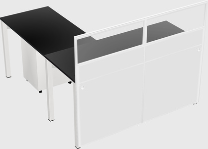 Shared l-shaped cubicle
