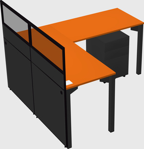 Shared l-shaped cubicle