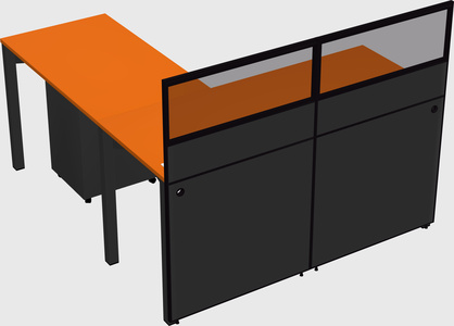 Shared l-shaped cubicle