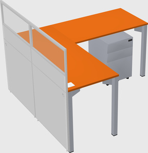 Shared l-shaped cubicle