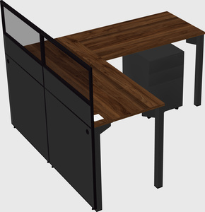 Shared l-shaped cubicle