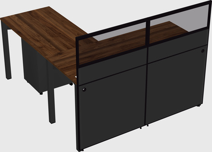 Shared l-shaped cubicle
