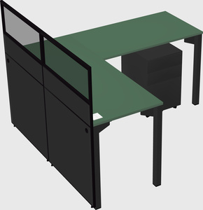 Shared l-shaped cubicle