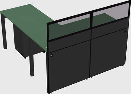 Shared l-shaped cubicle