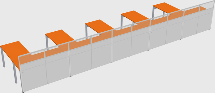 Shared l-shaped cubicle