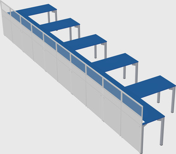Shared l-shaped cubicle