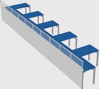 Shared l-shaped cubicle