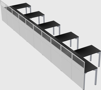 Shared l-shaped cubicle