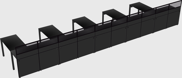 Shared l-shaped cubicle