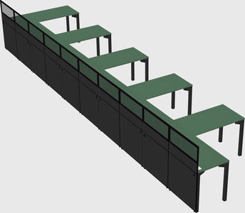 Shared l-shaped cubicle
