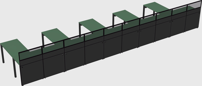 Shared l-shaped cubicle