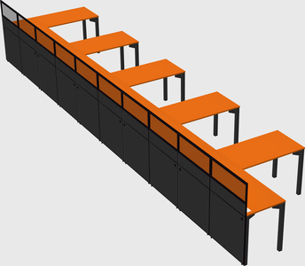 Shared l-shaped cubicle
