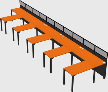 Shared l-shaped cubicle