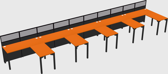 Shared l-shaped cubicle