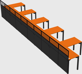 Shared l-shaped cubicle
