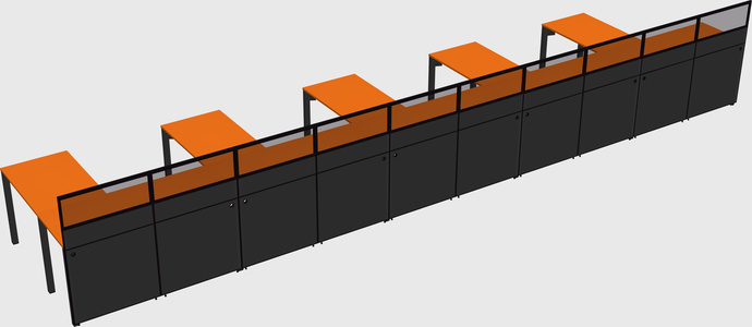 Shared l-shaped cubicle