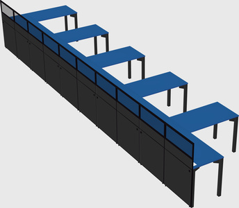 Shared l-shaped cubicle