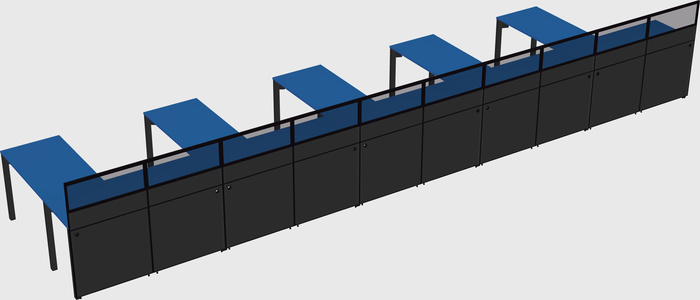 Shared l-shaped cubicle