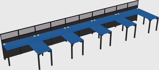Shared l-shaped cubicle