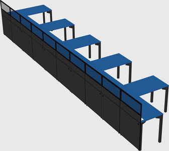 Shared l-shaped cubicle
