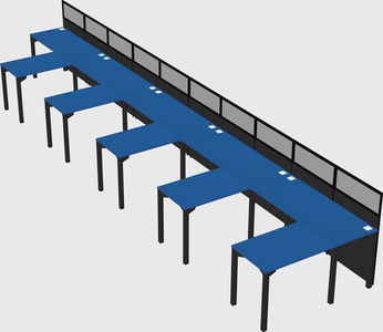 Shared l-shaped cubicle