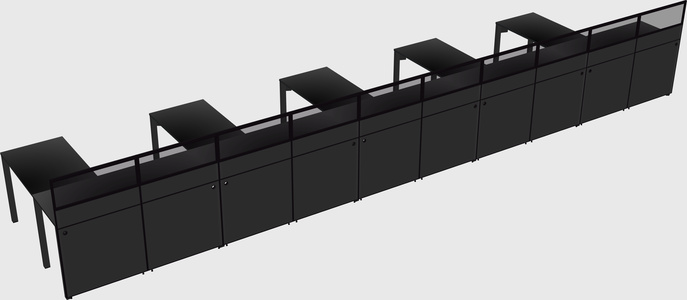 Shared l-shaped cubicle