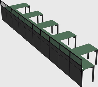 Shared l-shaped cubicle