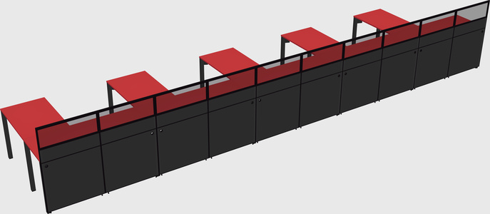 Shared l-shaped cubicle