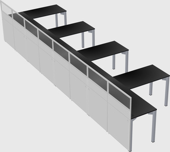 Shared l-shaped cubicle