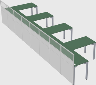Shared l-shaped cubicle